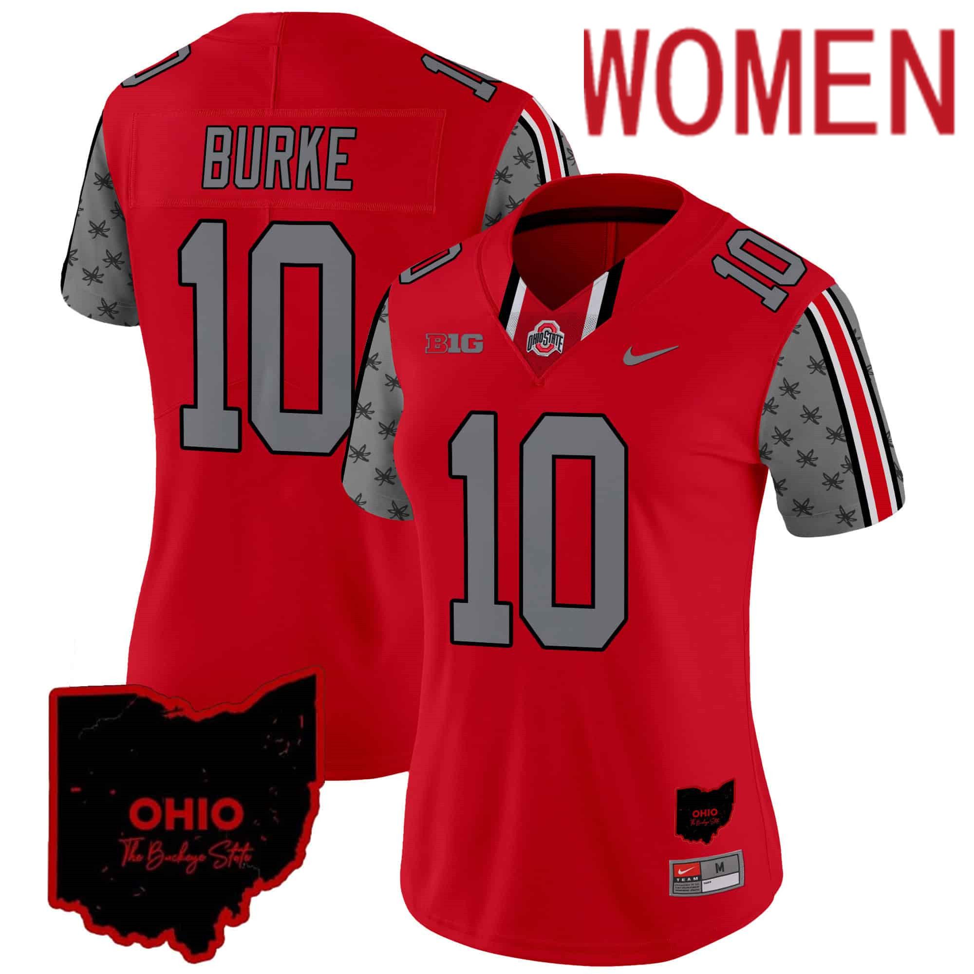 Women Ohio State Buckeyes #10 Burke Red 2024 Nike Home Patch Vapor Limited NCAA Jersey